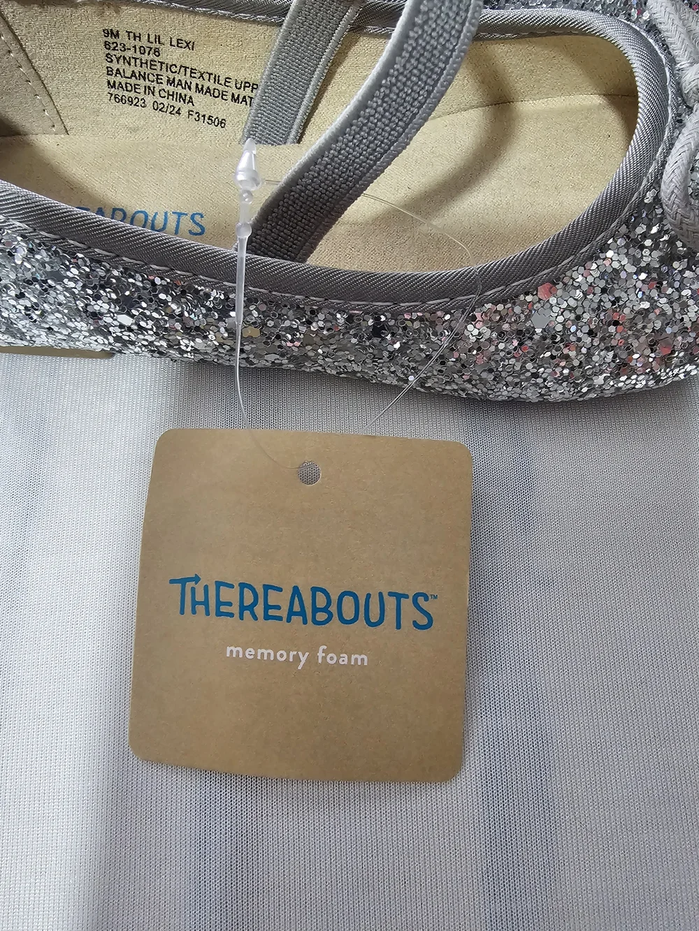 Therabody Silver Glitter Girls Memory Foam Ballet Flats